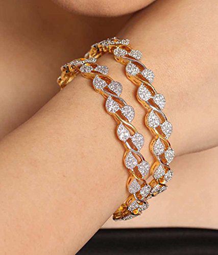     			YouBella American Diamond Gold Plated Bangles For Women