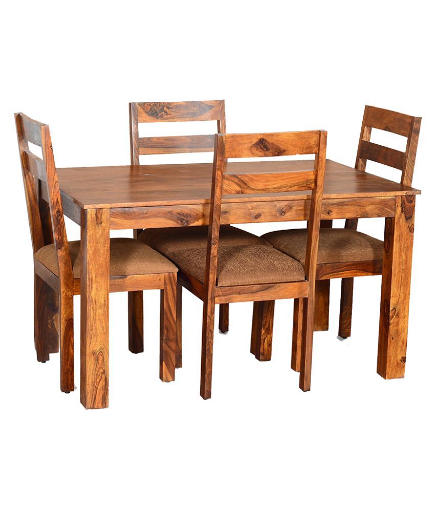 WoodFaber Sheesham Wood furniture 4 Seater Dining Set ...