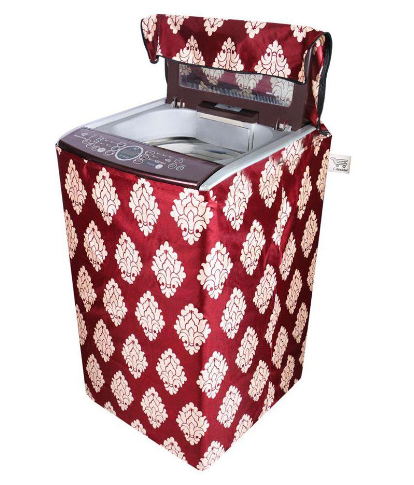     			E-Retailer Single Polycotton Classic Maroon Flower Design Top Load 5KG To 8KG Washing Machine Covers