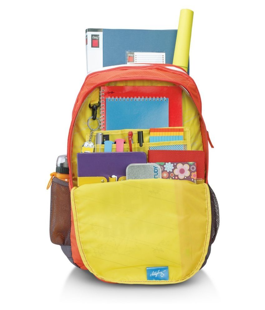 skybags pixel plus 04 orange backpack