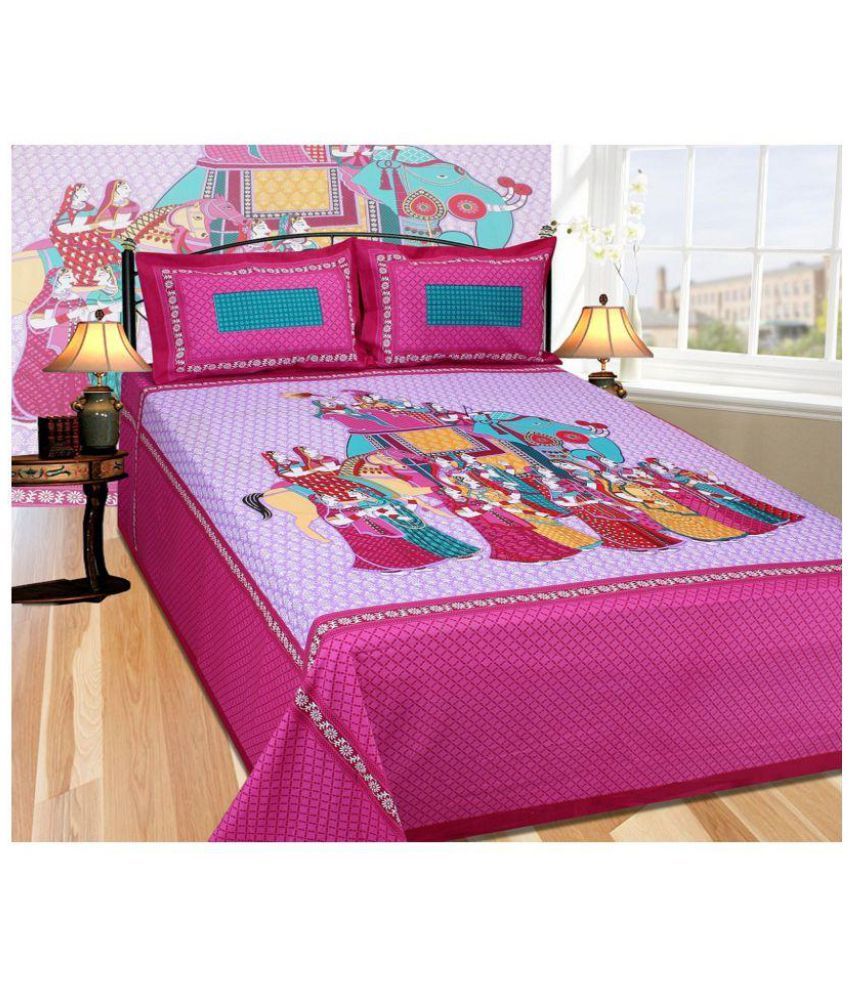 Panipat Textile Hub Double Cotton Multicolor Ethnic Bed Sheet - Buy Panipat Textile Hub Double 