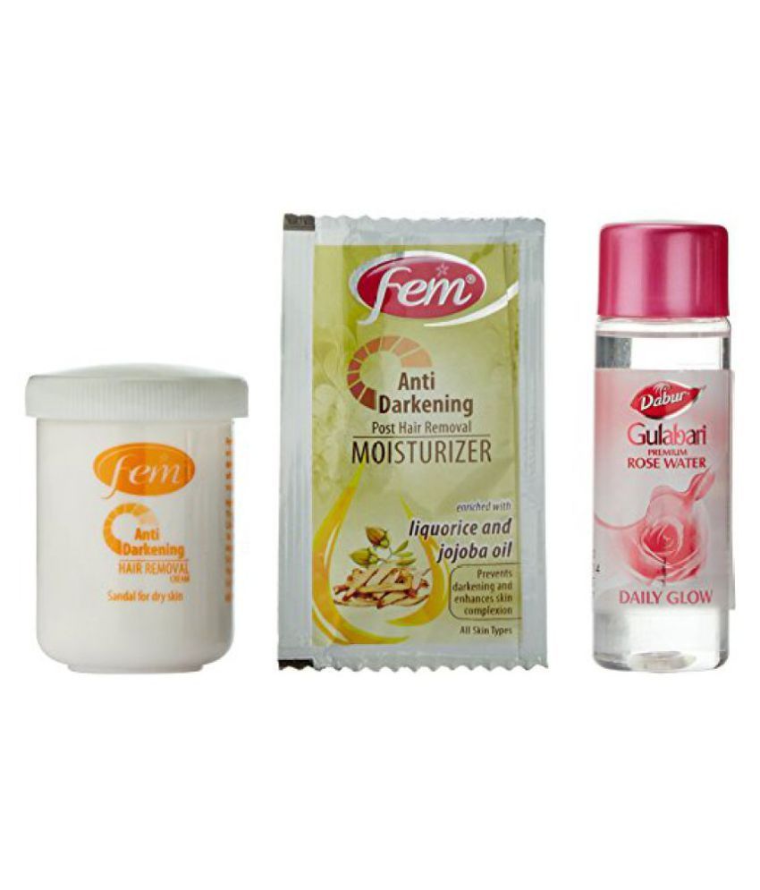 Fem Anti Darkening Hair Removal Cream Tube 40 G Sandal With Free Dabur Gulabari Premium Rose Water 30 Ml Buy Fem Anti Darkening Hair Removal Cream Tube 40 G Sandal
