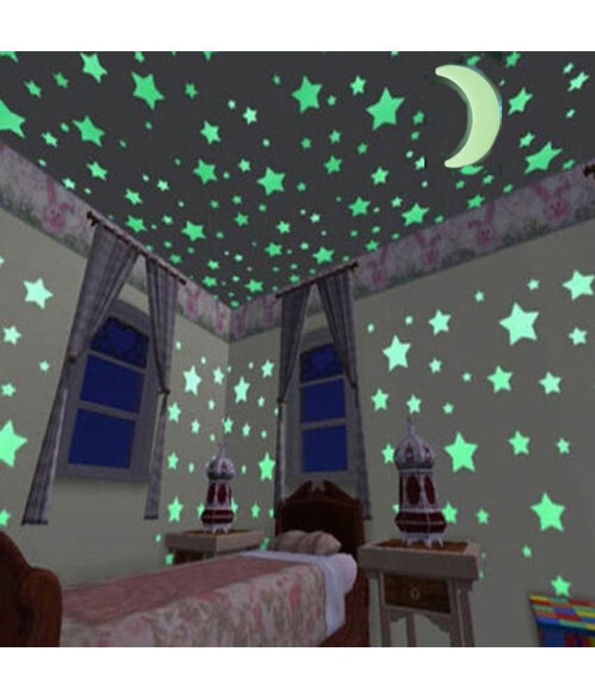 Stickonn Stars And Moon Pvc Ceiling Stickers