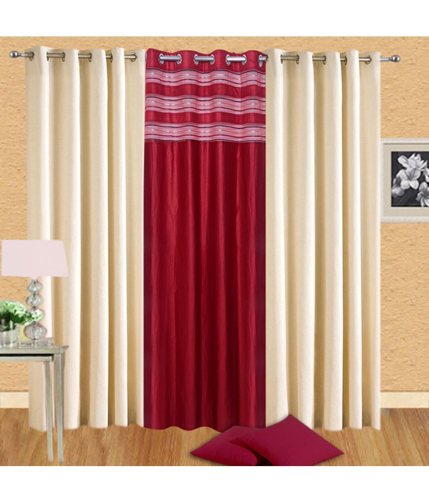 Swastik Set Of 3 Window Eyelet Curtains Plain Cream Buy Swastik