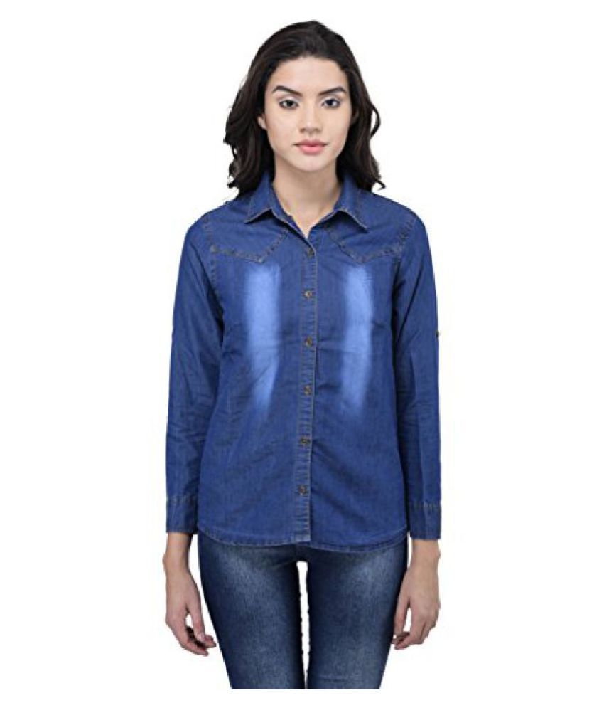 Buy Style Souk Women'S Dark Blue Denim Shirt Online at Best Prices in ...