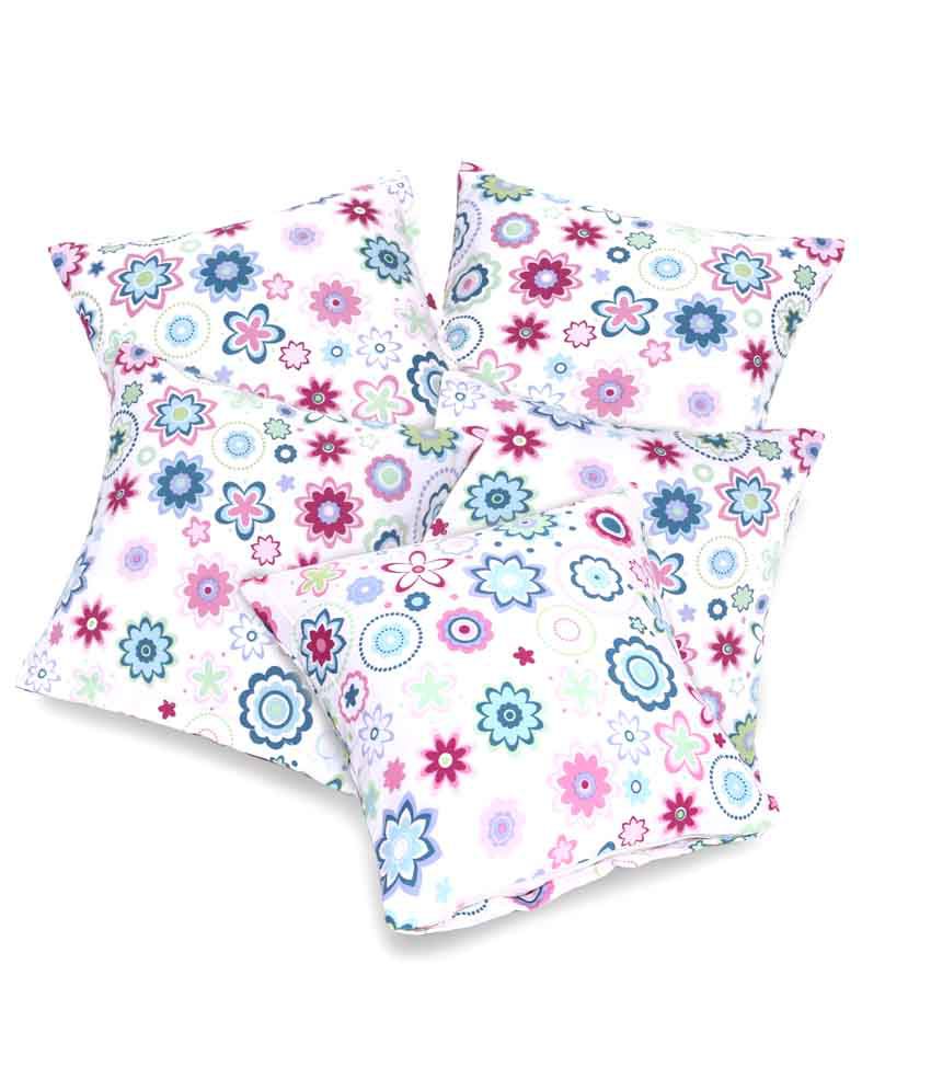     			Divine Casa Multicolour Floral Cotton Cushion Cover - Set of 5