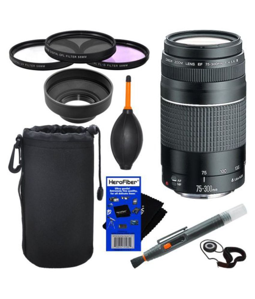 Canon Ef 75 300mm F 4 5 6 Iii Telephoto Zoom Lens For Canon Eos Series Of Digital Slr Cameras 10pc Bundle Deluxe Price In India Buy Canon Ef 75 300mm F 4 5 6 Iii Telephoto Zoom Lens