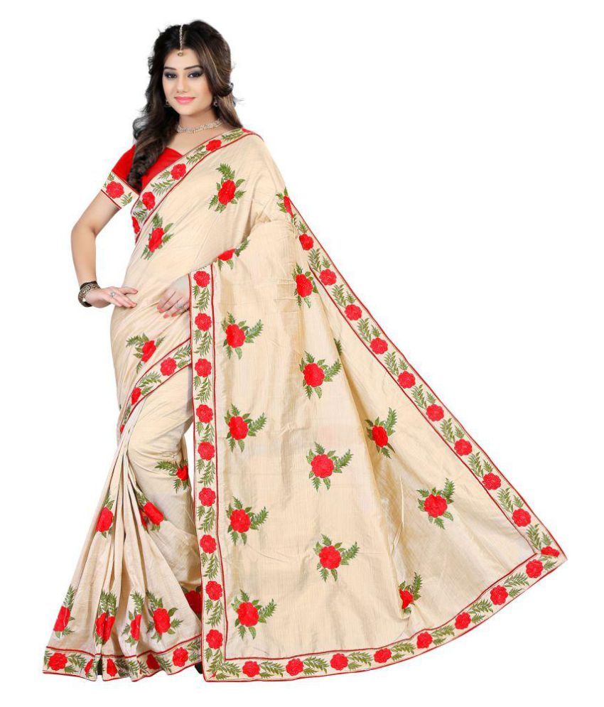 Mahakali Fashion World Red Cotton Saree 
