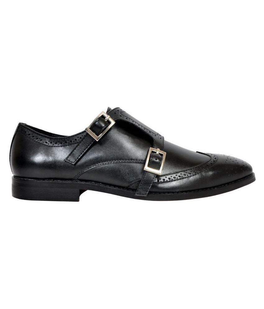 Kingsman Black Monk Strap Genuine Leather Formal Shoes Price in India ...