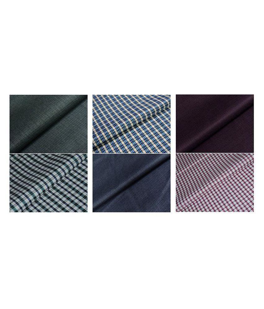     			Gwalior Suiting Shirting Multi Poly Blend Unstitched Shirts & Trousers 3 Trouser And 3 Shirt Pcs