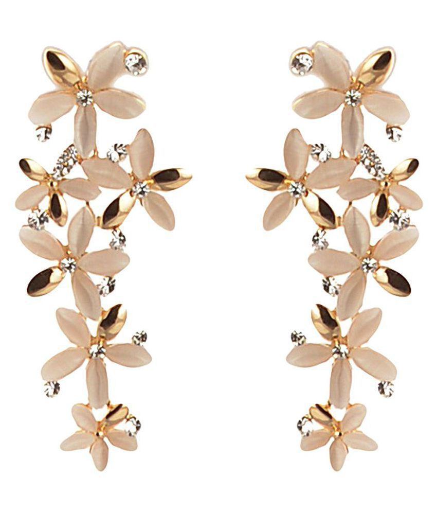     			YouBella Jewellery Designer Hanging Fancy Party Wear Earrings for Girls and Women (Golden-White)