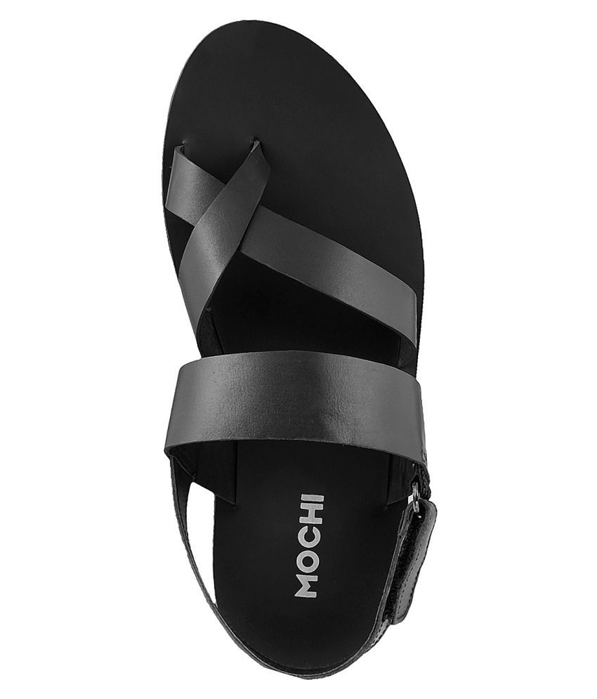 Mochi Black Leather Sandals Price in India- Buy Mochi Black Leather Sandals Online at Snapdeal