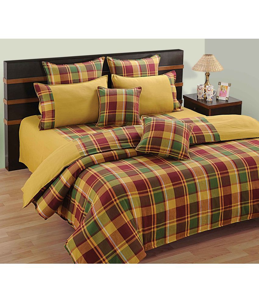     			Swayam Double Cotton Multicolor Checks Bed Sheet