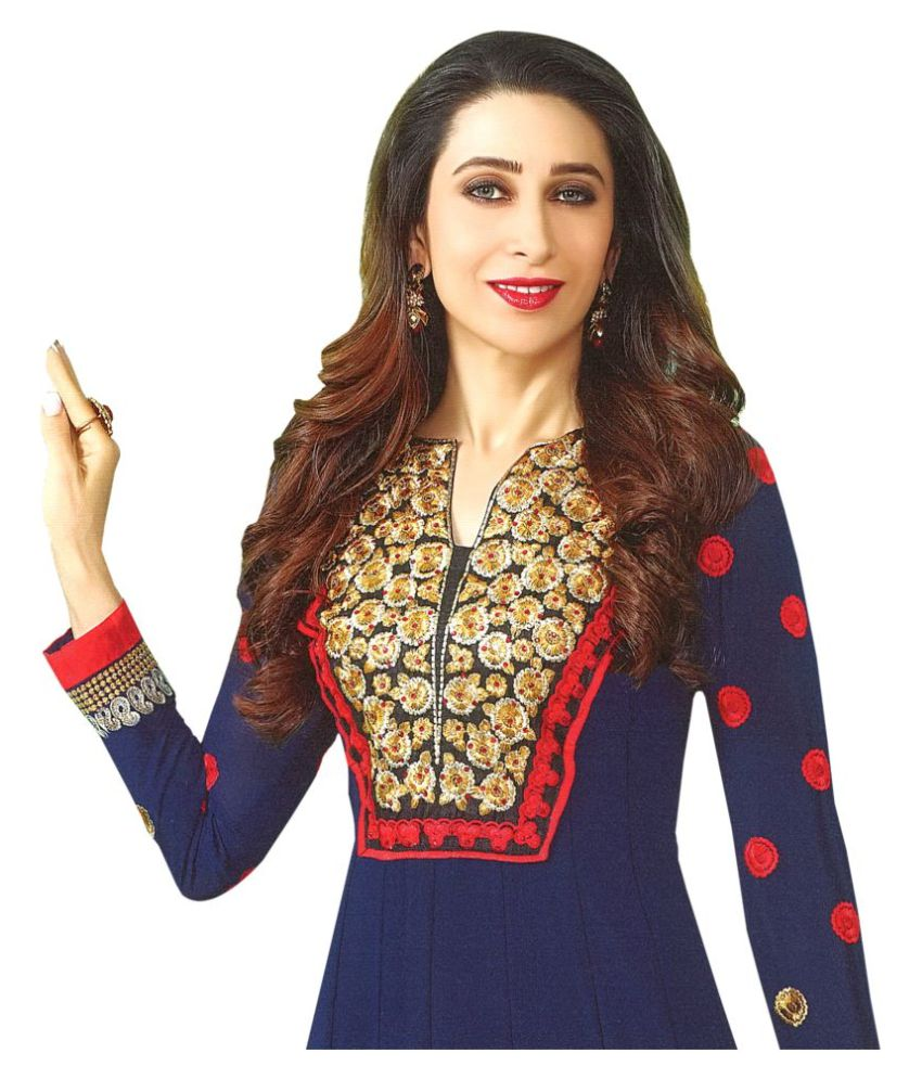 blue and red anarkali