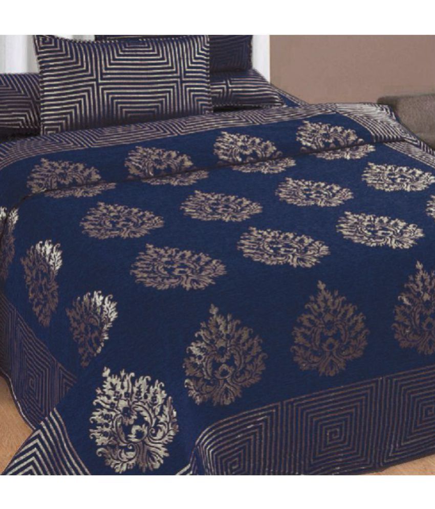 Redbear Double Velvet Blue Embroidery Bed Sheet - Buy ...