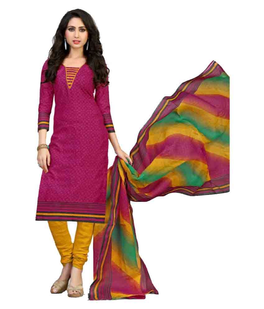 Dax Collections Pink Cotton Dress Material Buy Dax Collections Pink