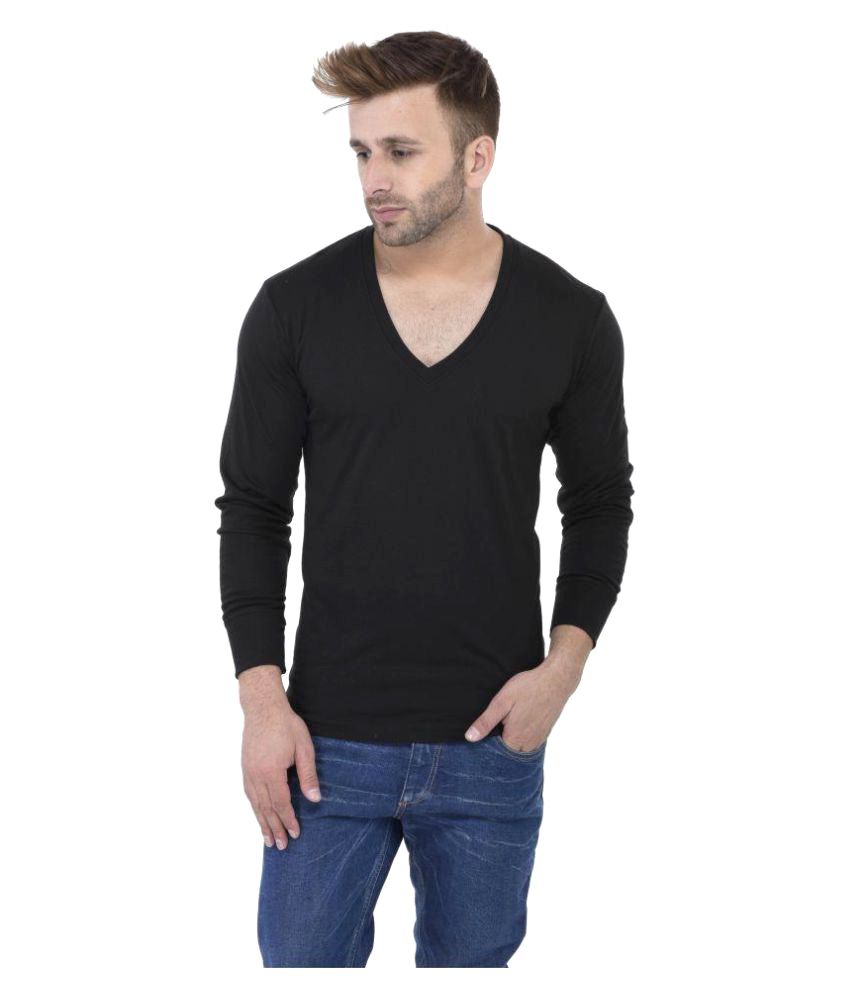 black v neck t shirt full sleeve