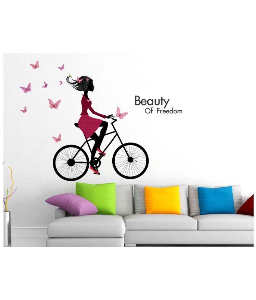     			Happysticky Cycling Vinyl Multicolour Wall Stickers