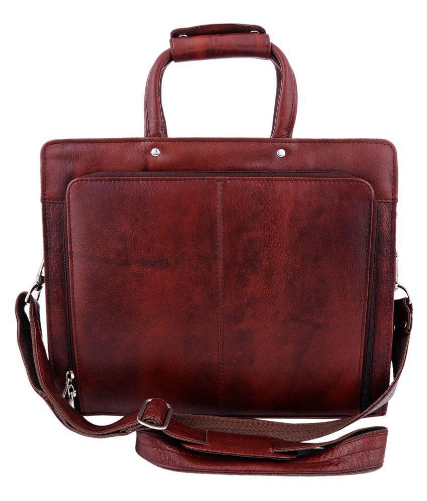 Zint Brown Leather Office Bag - Buy Zint Brown Leather Office Bag ...
