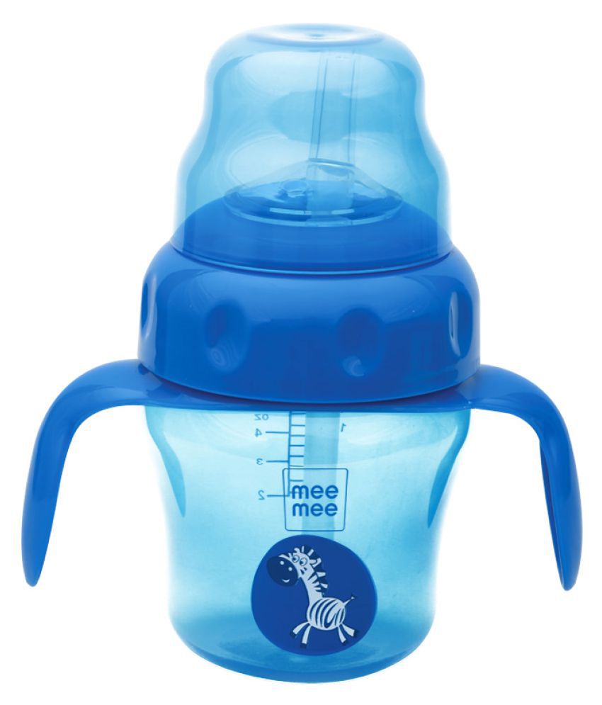     			Mee Mee Blue Plastic Straw sippers baby sipper bottle