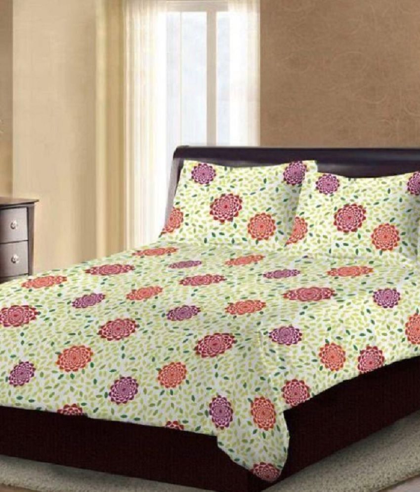 Bombay Dyeing Mistyrose Double Poly Cotton Floral Bed Sheet Buy
