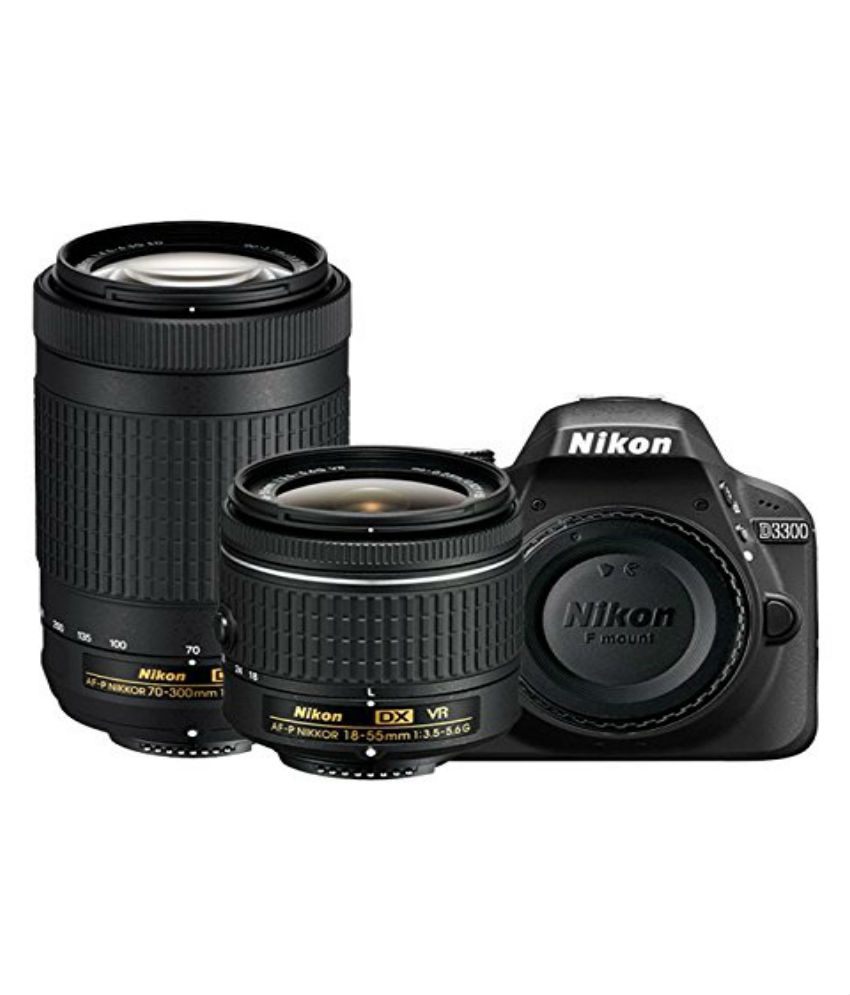 Nikon D3300 with AF P 18mm 55mm VR Lens + AF P DX NIKKOR 70mm 300mm f/4.5 6.3G ED VR Lens , Memory card and Bag