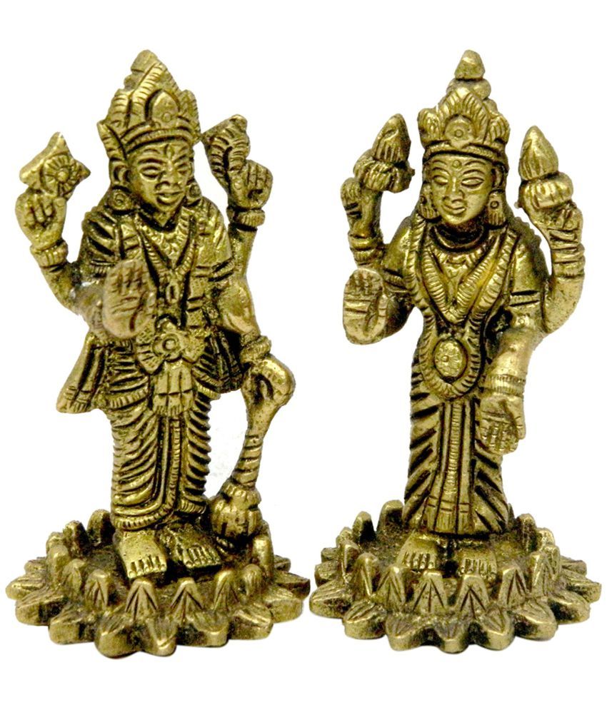 Brass Metal Vishnu Laxmi Pair Medium in Size in Handicraft India art by ...