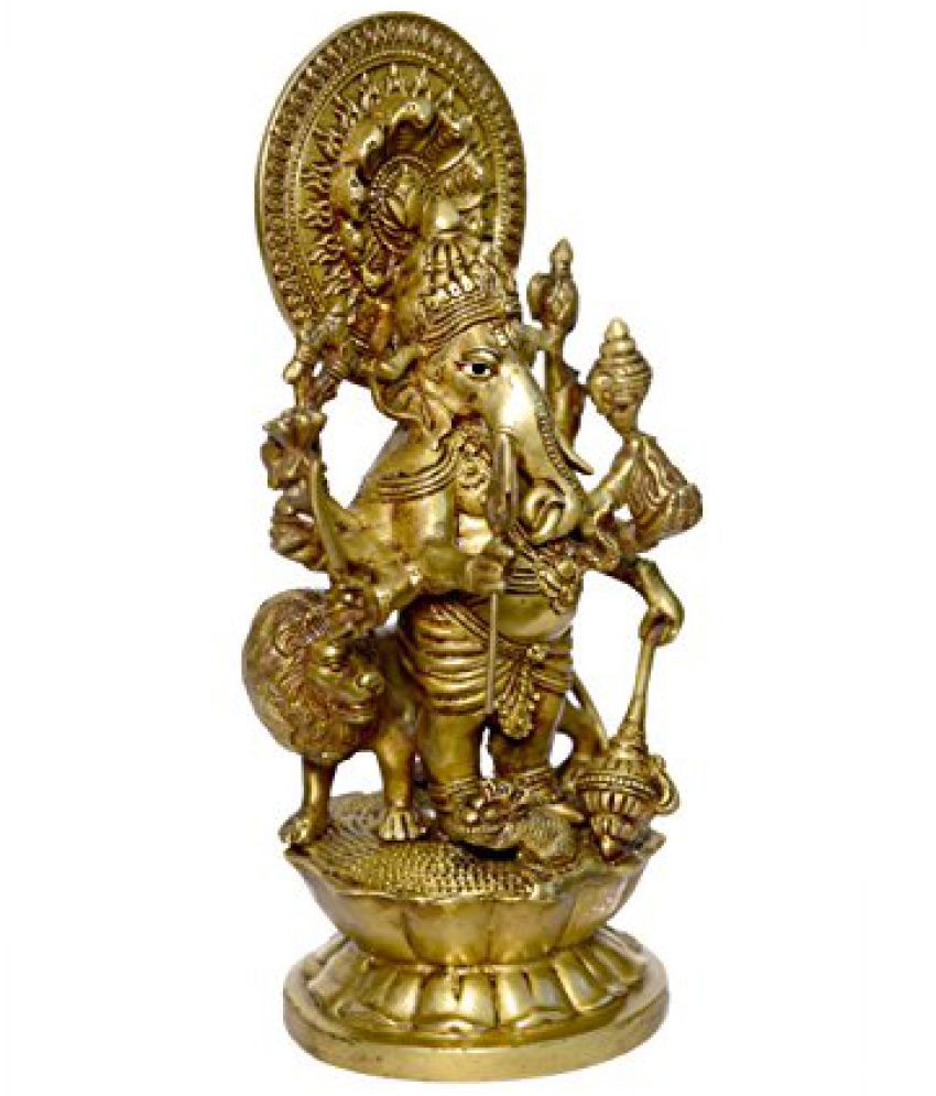Brass Metal Brass Metal drasti Ganesh in Fine decorated art by Bharat ...