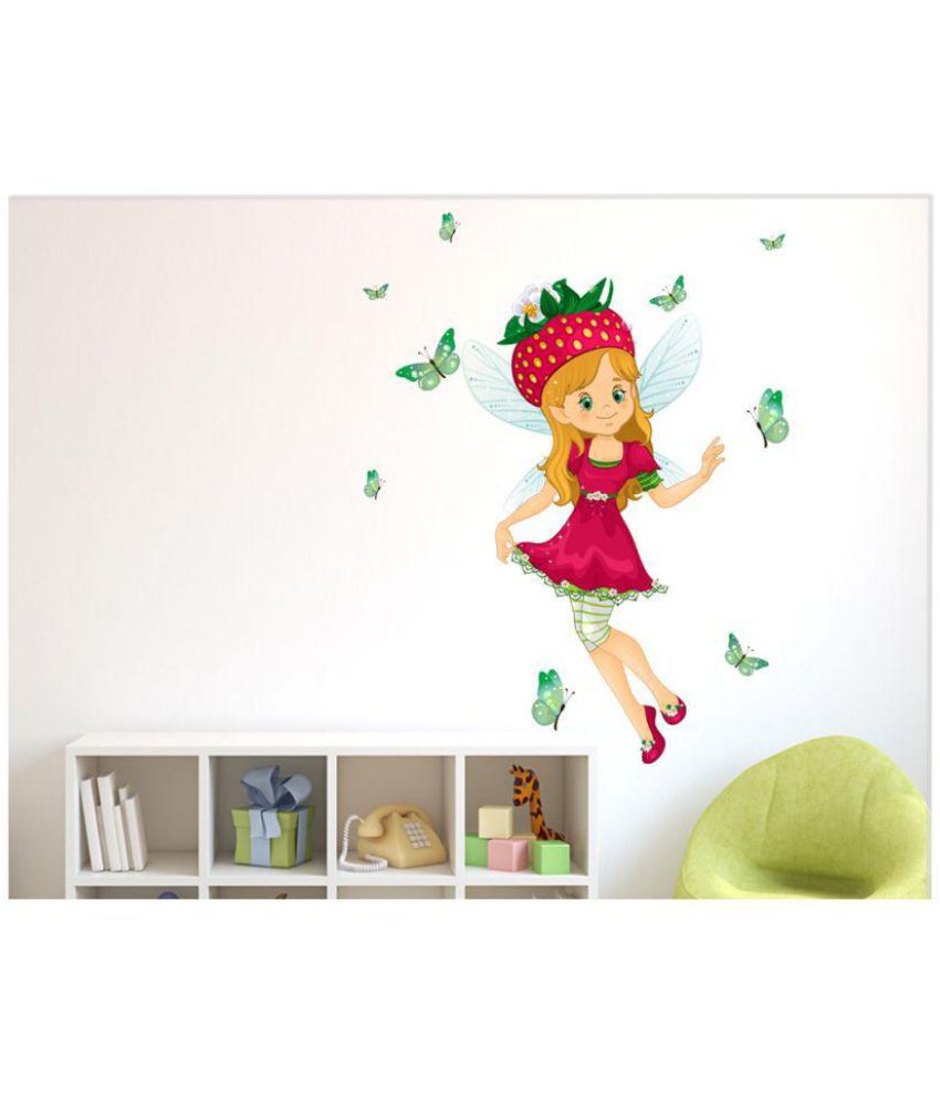     			HAPPYSTICKY Doll Vinyl Multicolour Wall Stickers