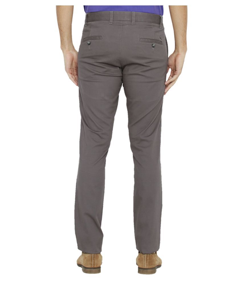 Parx Grey Regular Flat Trousers - Buy Parx Grey Regular Flat Trousers ...