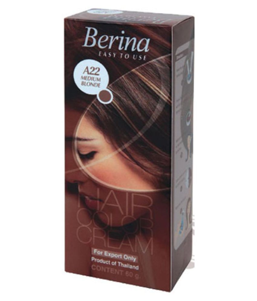 Berina Hair Color Cream A22 Long Lasting Shine Permanent Hair Medium Blonde for Women & Men 60 g Pack of 1: Buy Berina Hair Color Cream A22 Long Lasting Shine Permanent Hair Berina Hair Color Cream A22 Long Lasting Shine Permanent Hair Medium Blonde for Women & Men 60 g Pack of 1: Buy Berina Hair Color Cream A22 Long Lasting Shine Permanent Hair