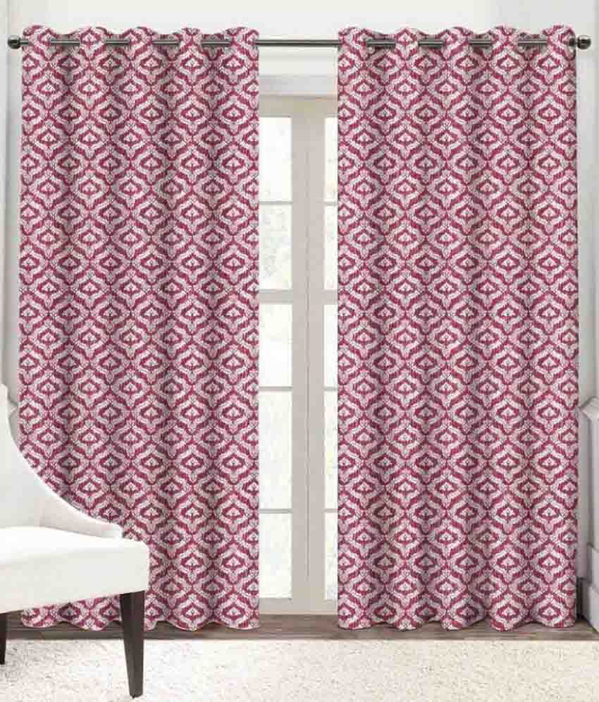 Solaj Single Door Eyelet Curtains Floral Burgundy Buy Solaj