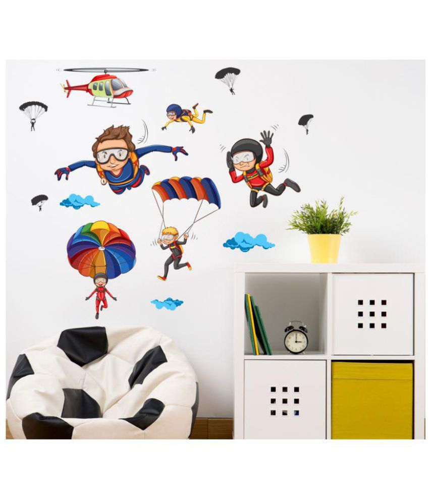     			Happysticky Paragliding Vinyl Multicolour Wall Stickers