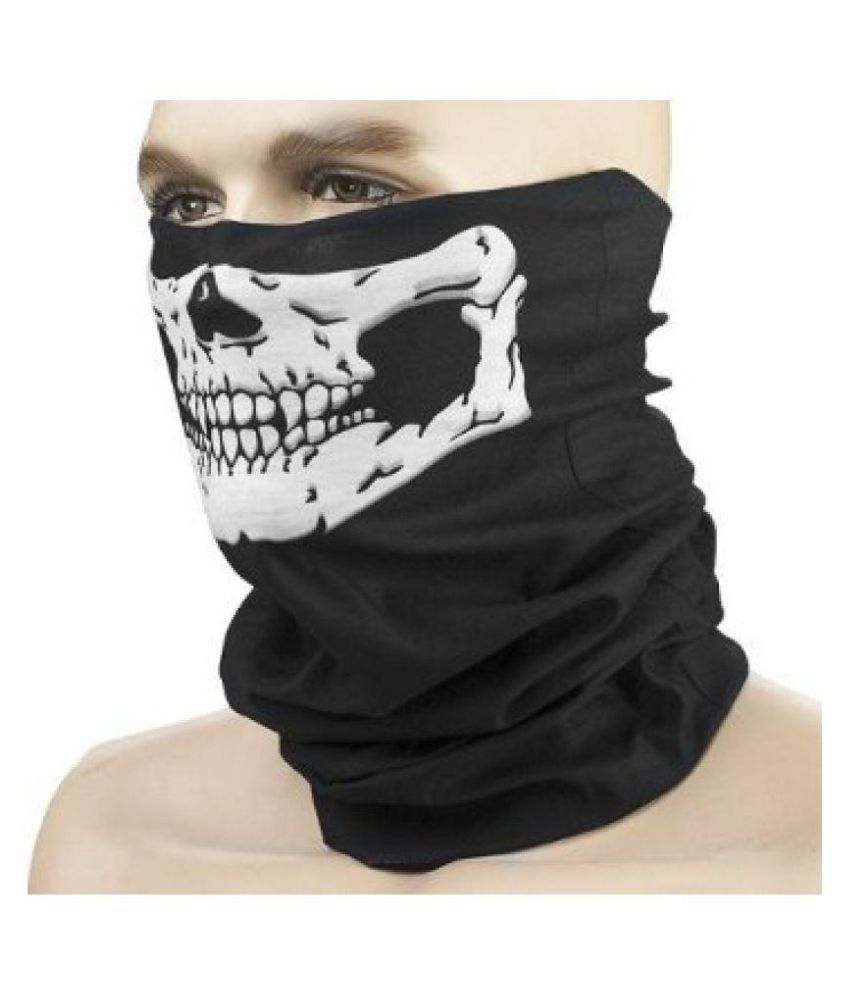 Jonty Black Polyester Skull Print Face Mask - Buy Jonty Black Polyester ...