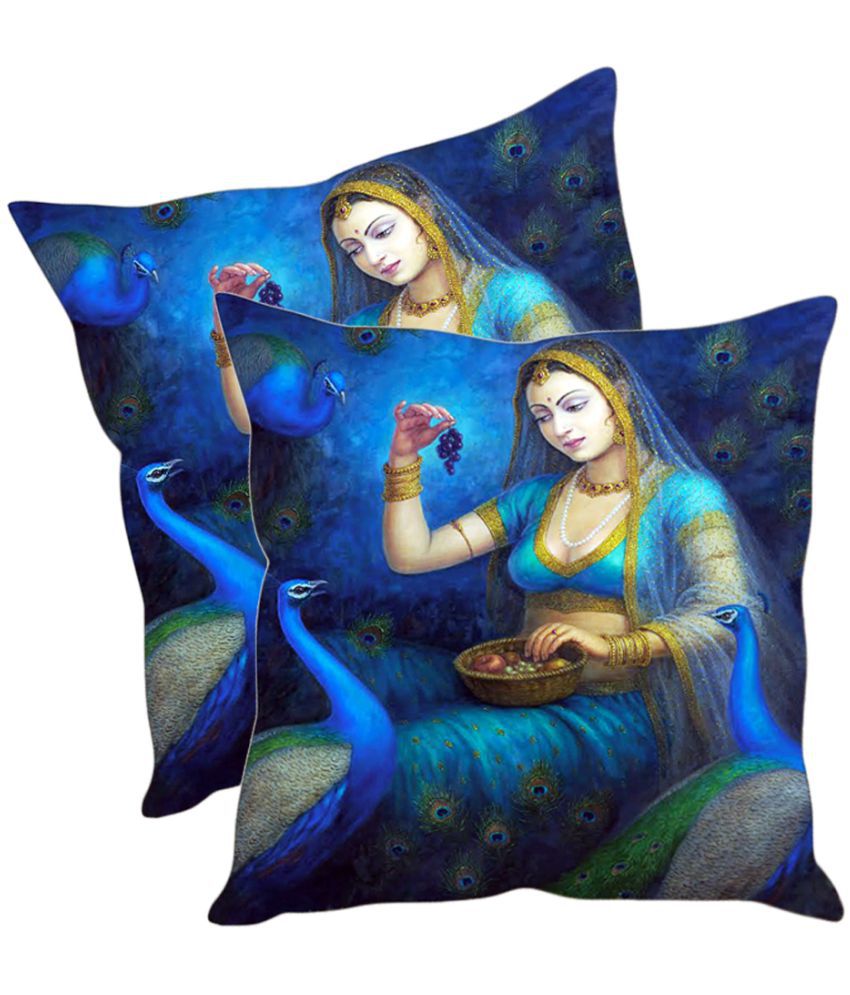     			Mukesh Handicrafts Set of 2 Polyester Cushion Covers 30X30 cm (12X12)