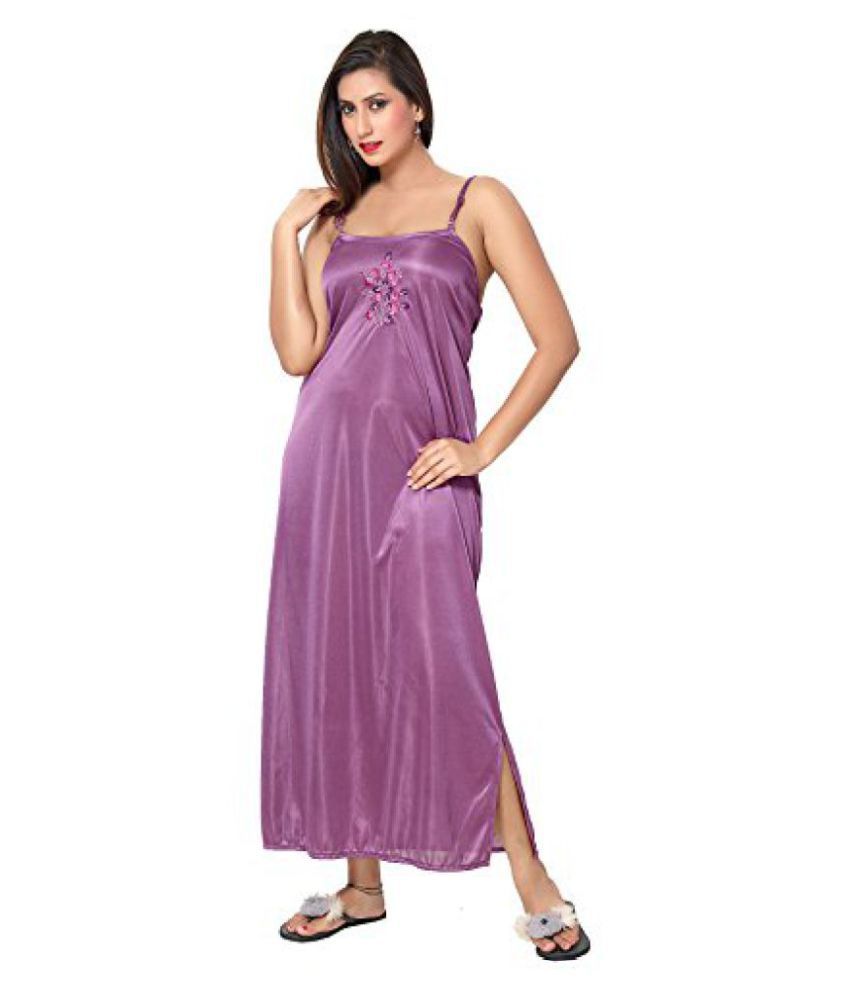 Buy Fashigo Womens 2 Piece Satin Nighty Free Size Online At Best Prices In India Snapdeal 
