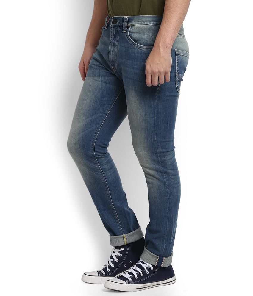 mid blue relaxed flare jeans