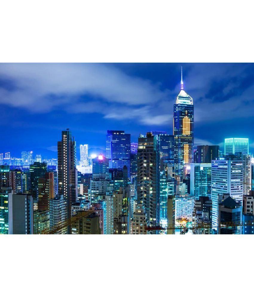 Pitaara Box Hong Kong Cityscape PVC Vinyl Multicolour Wall Stickers
