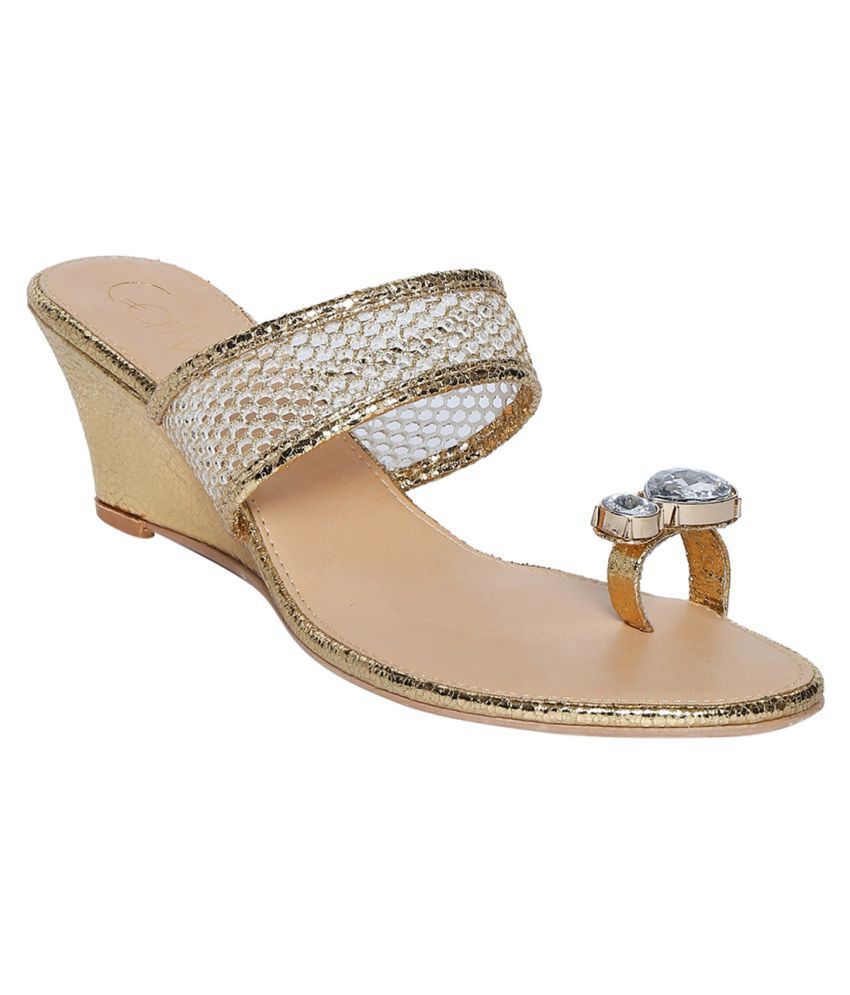 Catwalk Gold Wedges Heels Price in India- Buy Catwalk Gold Wedges Heels Online at Snapdeal