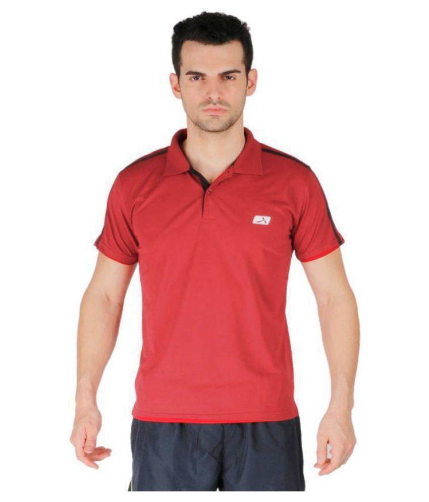 Vector X Solid Men's Polo Neck Red T-Shirt