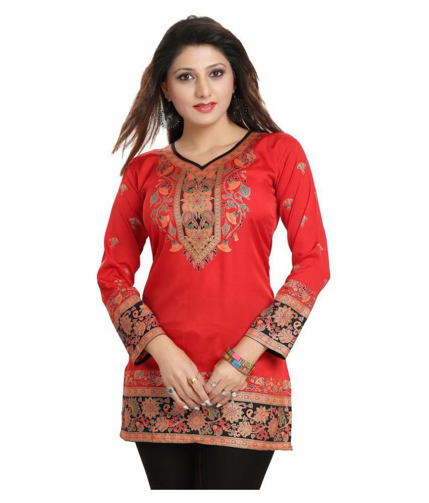 ALC Creation Red Crepe Straight Kurti 