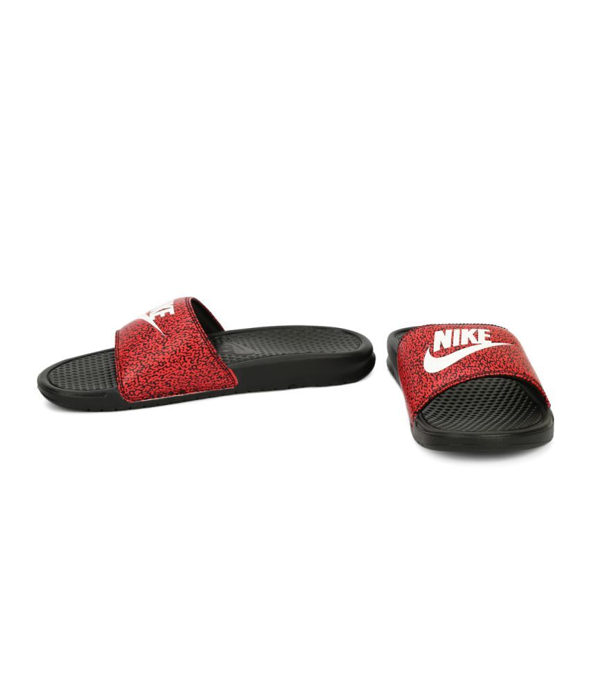 red and white nike sandals