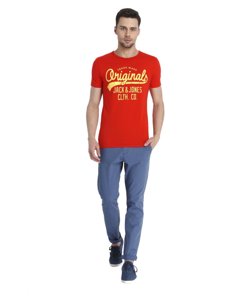 jack and jones t shirt red