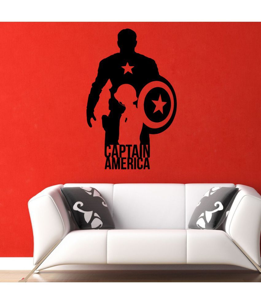     			Decor Villa Captain America Vinyl Black Wall Stickers