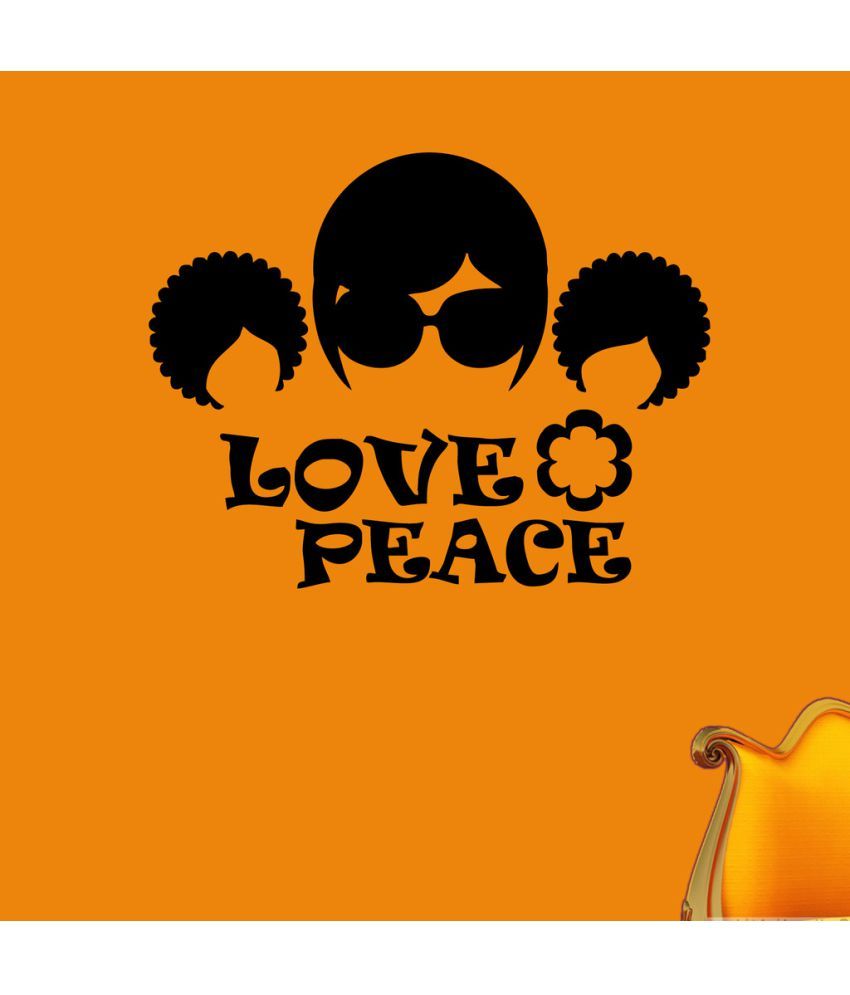     			Decor Villa Love Peace Vinyl Black Wall Stickers