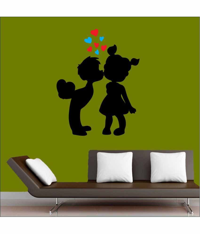     			Decor Villa My First Kiss Vinyl Black Wall Stickers