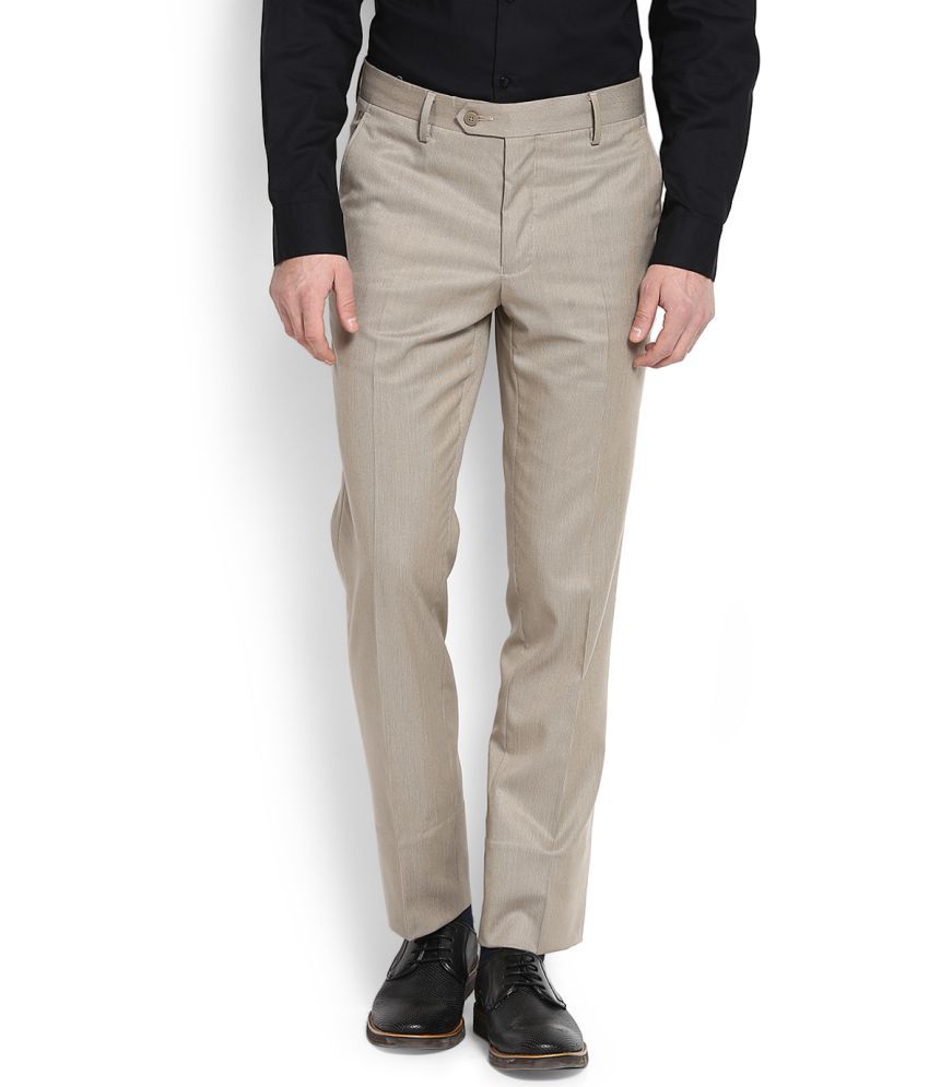 Van Heusen Khaki Slim -Fit Flat Trousers - Buy Van Heusen Khaki Slim ...