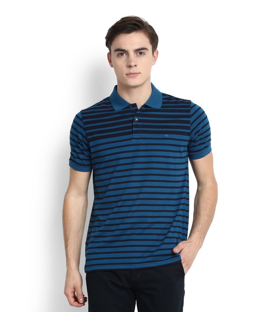Peter England Blue High Neck T Shirt 