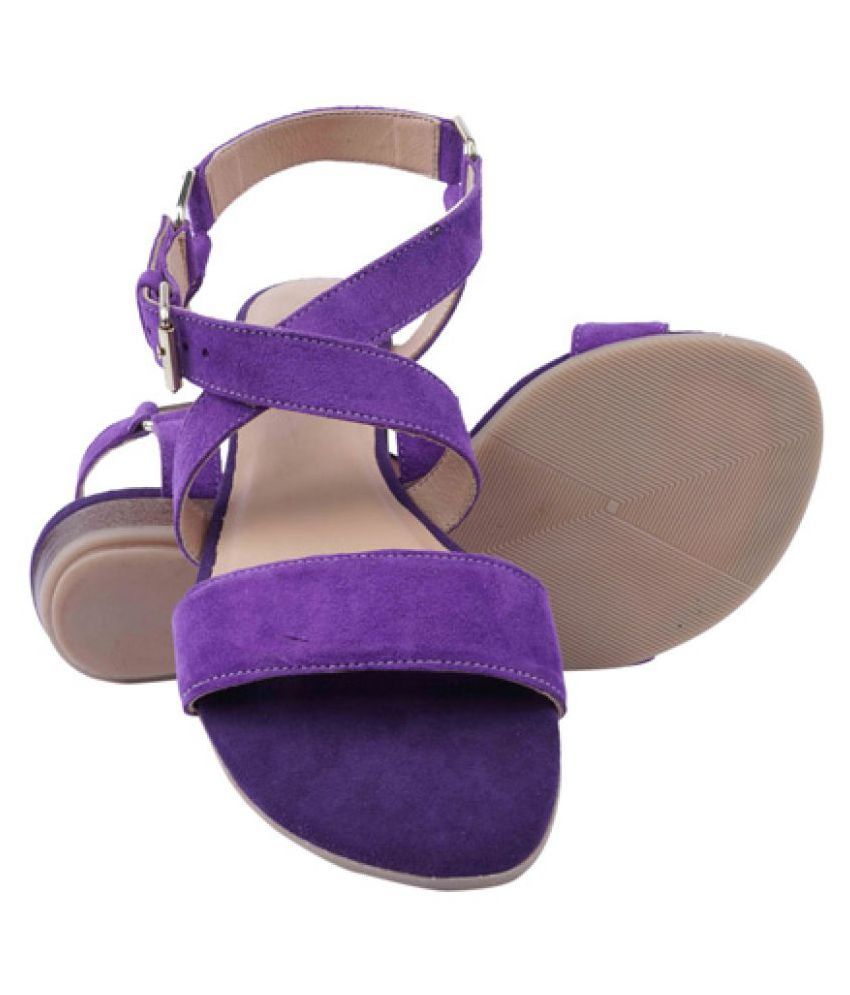 purple flats with ankle strap