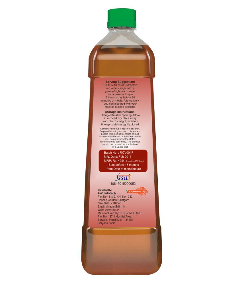 NutrActive Red Wine Vinegar Balsamic Vinegar Black Grapes Vinegar